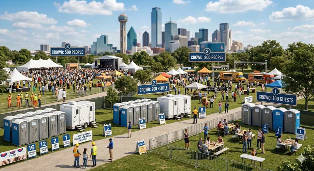 How Many Porta Potties Do I Need for 100, 200, or 500 People?